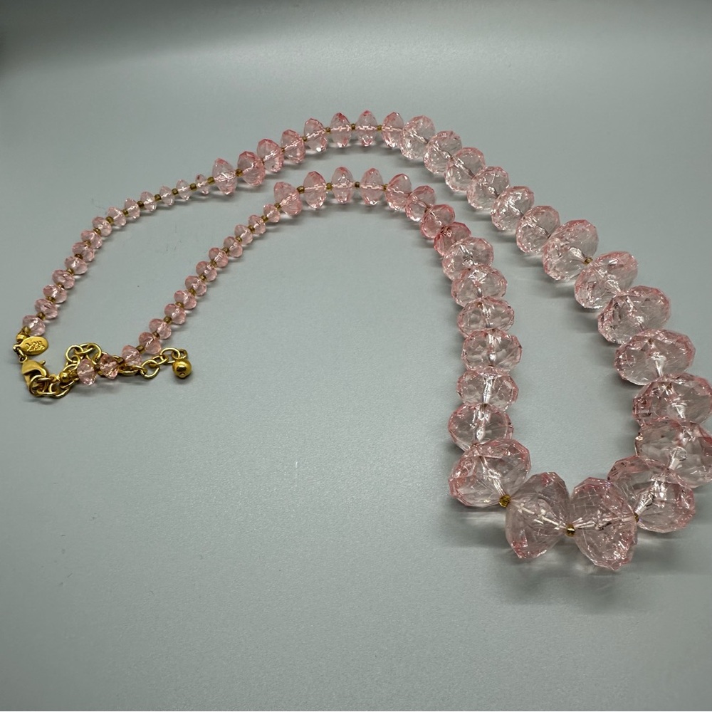 Joan Rivers  Pink Lucite Faceted Bead 30” Necklace